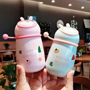 

350Ml Thermos Mug Cartoon Animal Fruit Pot Belly Cup 304 Stainless Steel Vacuum Flask Bottle Travel Mug Water Vacuum Cup Drink