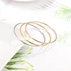 2mm Stainless Steel Single Thin Wire Circle Round Bangle Bracelet Women Simple Classic Jewelry Gold Silver Color 55cm 60cm 65cm 3