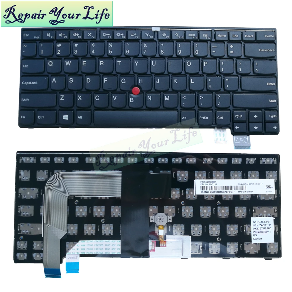Клавиатура для ноутбука lenovo T460 T460S T460P T470P T470S 9Z.NCJST.001 NSK-ZA0ST 01 PK130YU2A00 черный