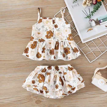 

2020 Newborn Baby Girl Clothes Suspenders Floral Vest Ruffle Shorts Outfits Set bebes
