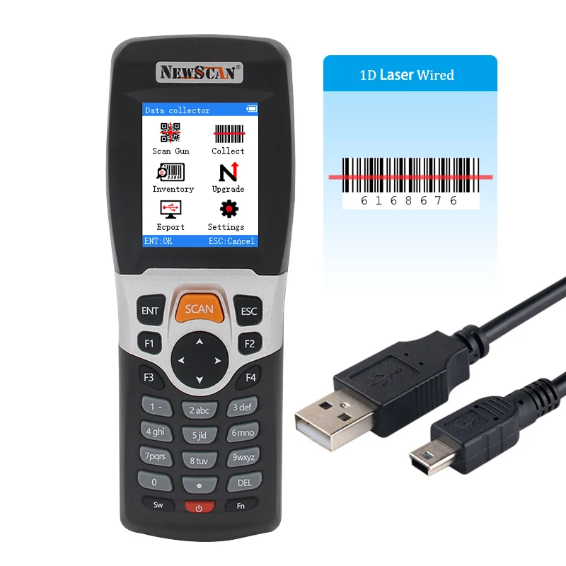 Barcode Scanner PDA NS3309  Collector 1D Code Reader Repeat Alarm  Count LCD Display Storage Inventory Handheld scanner for pc Scanners