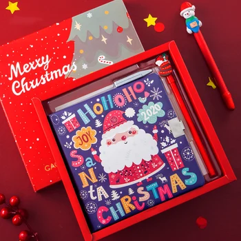 

Cute Christmas Notebook with Lock Pen Set Gifts 32K Diary Note Book and Journal Agenda Line Blank Planner Organizer Handbook Kit