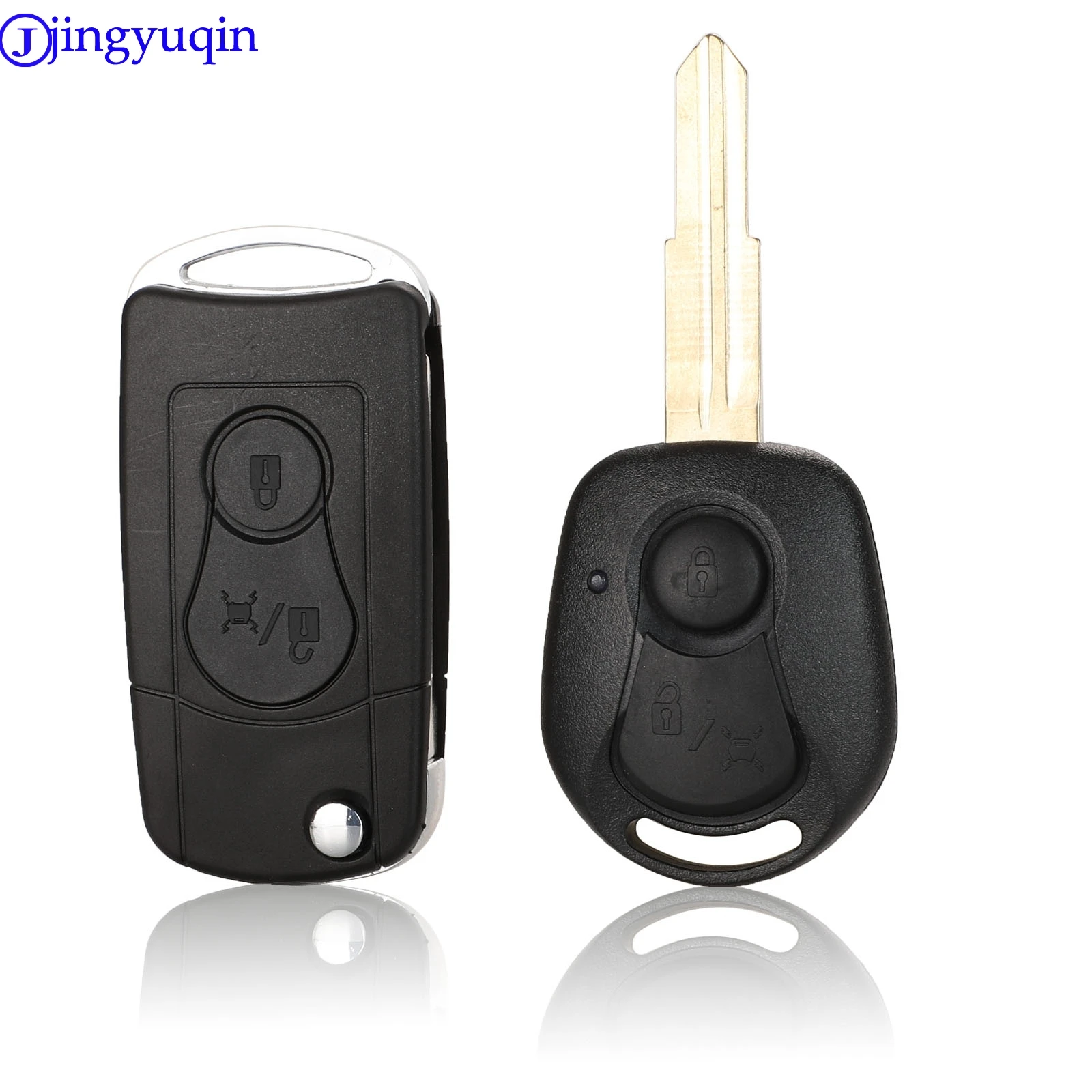 

jingyuqin Remote Flip Folding Car Key Case Shell Cover Fob For Ssangyong Actyon SUV 2 Buttons
