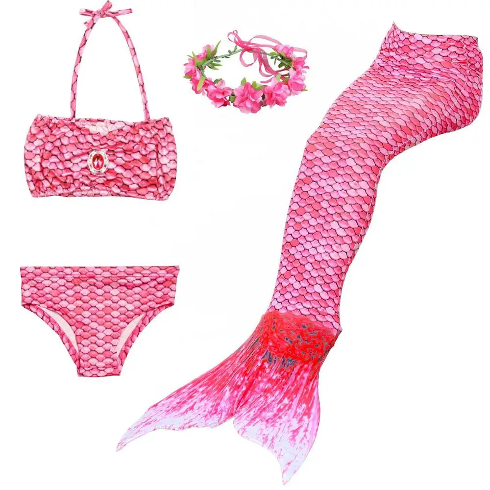 mermaid 4 set -1 Классический стиль девушки хвост русалки костюм дети Русалочка Купальник для косплея для детей легко добавить монофин - Цвет: mermaid 4 set -1