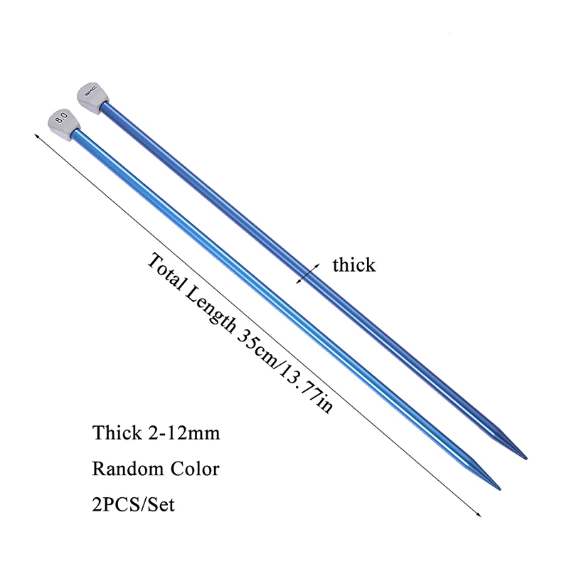 2 шт./компл. 35 см тонкие туфли острый Вязание иглы шпильки прямые Алюминий DIY инструмент для плетения Длинный свитер шарф иглы 2,0-12 мм