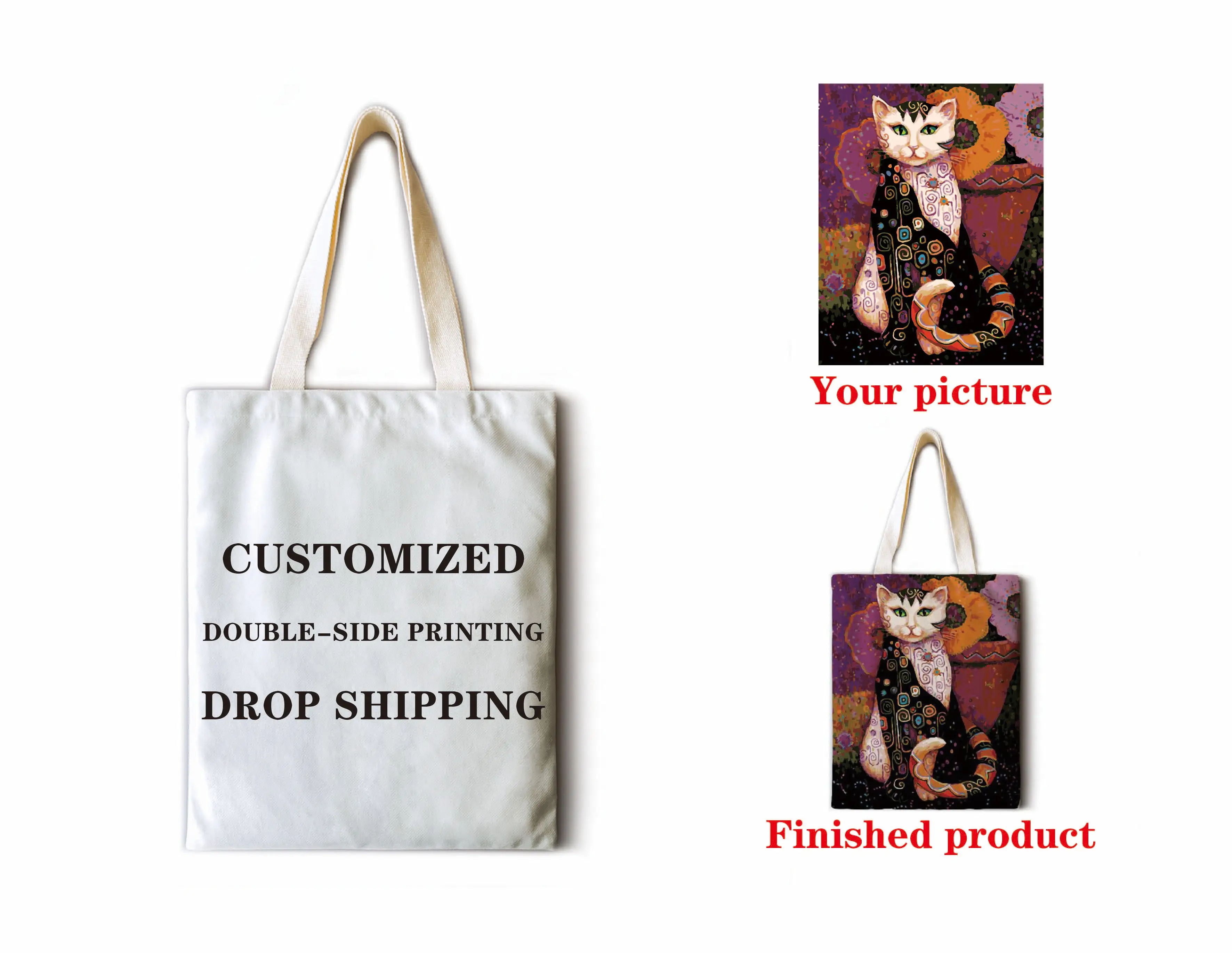 DIY logo custom printed cloth bag casual casual mini shoulder bag small flip phone bag print your design double print