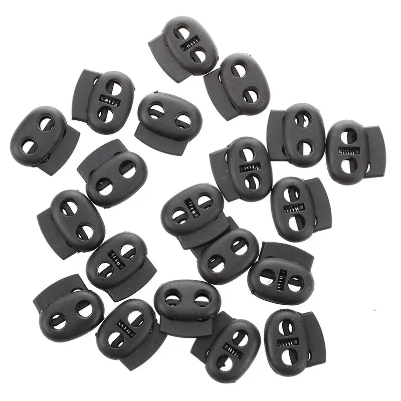20 шт. 2 отверстия 3,6 мм шнурок замки Пружинные переключатели черный
