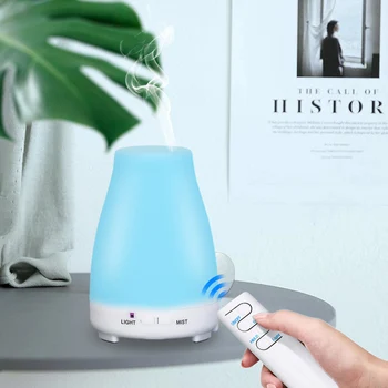 

200ML Ari Humidifier Aroma Essential Oil Aromatherapy Diffuser With Wood Grain Remote Control 7 Color LED Lights For Home Office