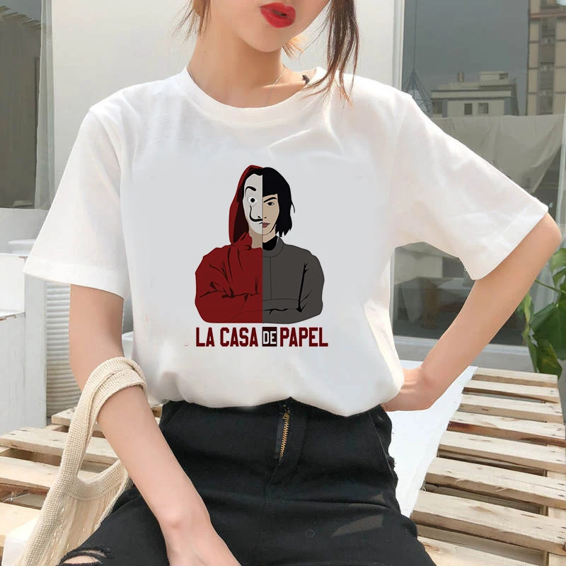Women's T-shirt Portrait of banknot Print T-shirt Clothes White TShirt Harajuku Graphic T-shirt Fashion Landscape T-shirt Female