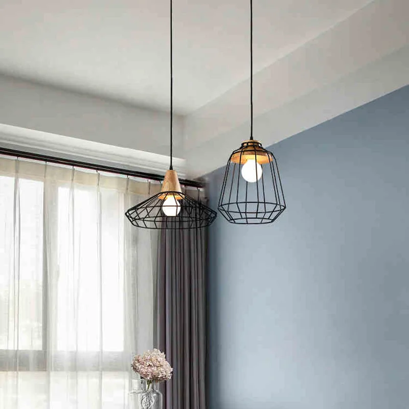 

Nordic Retro Chandelier Single Long Line Wrought Iron Single Head Restaurant Deck Lamp Milk Tea Shop Countertop Lighting