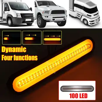 

4 in 1 100 LED Trailer Truck Dynamic Brake Light IP68 Waterproof Neon Ring Tail Driving Stop Flowing Turn Signal Lamp 12V-30V