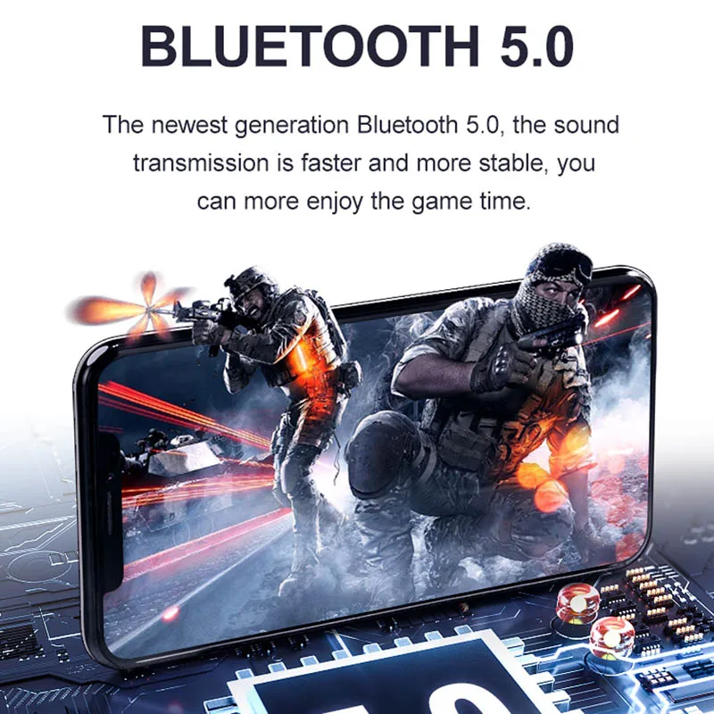 Ottwn D019 V5.0 Bluetooth наушники HD стерео Беспроводные спортивные бас со светодиодным