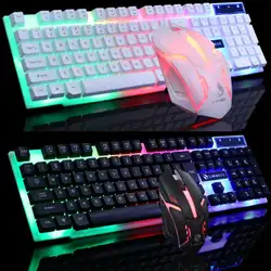 Клавиатура проводная, USB, игровая Мышь гибкий полихроматический светодиодный светящийся настольный компьютер Проводная Механическая
