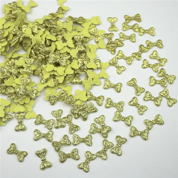 Gold Embossing 200 шт блестящие маленькие банты аппликационные наклейки Материал корпуса DIY вышитый узор головные уборы аксессуары мягкий блестками тиснение - Цвет: Gold Embossing