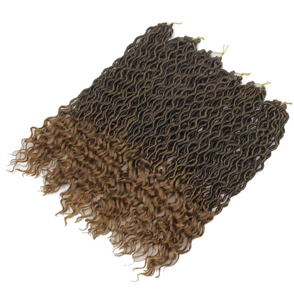 Вязание крючком богиня Locs волосы Faux Locs Curly крючком косы Омбре Синтетические плетение волос богемные дреды