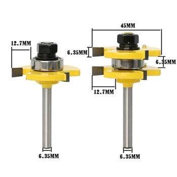 

2pcs T-shaped blade Shank Tongue Groove Router Bit Set T-shape Milling