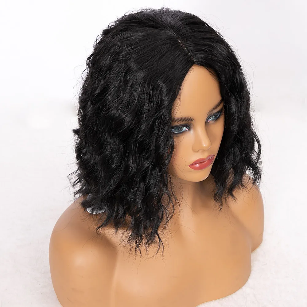 ombre curto encaracolado ondulado perucas de cabelo encaracolado peruca preta para as mulheres macio bob perucas de cabelo natural
