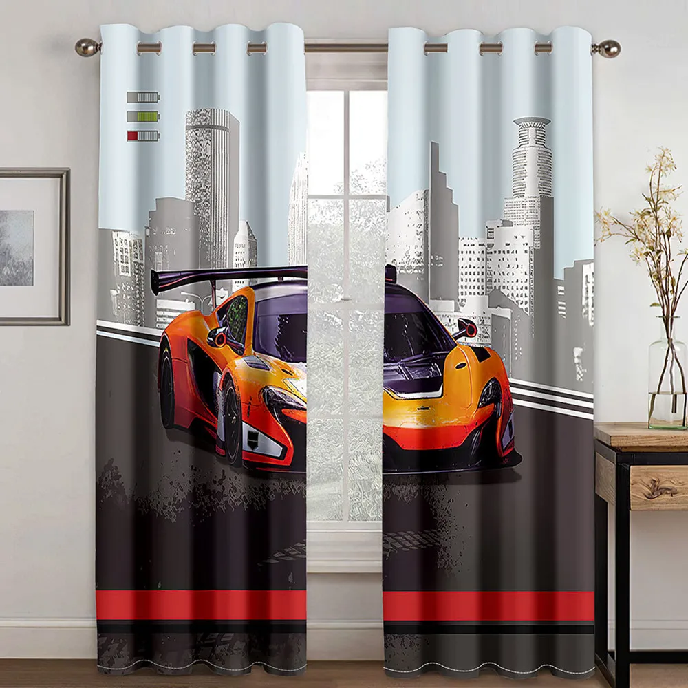  Feelyou Racing Car Blackout Curtains (2 Panels, 38 x 54 Inch)  Speed Sports Car Curtains for Bedroom Living Room Children Race Car  Darkening Dreapes Extreme Sports Window Treatments : Home & Kitchen