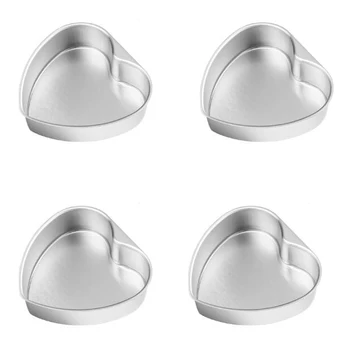 

4 Pcs 6 Inch Heart Shaped Cake Pan with Removable Bottom Anodized Wedding Birthday Baking Cake Tin Cheesecake Pan Mold