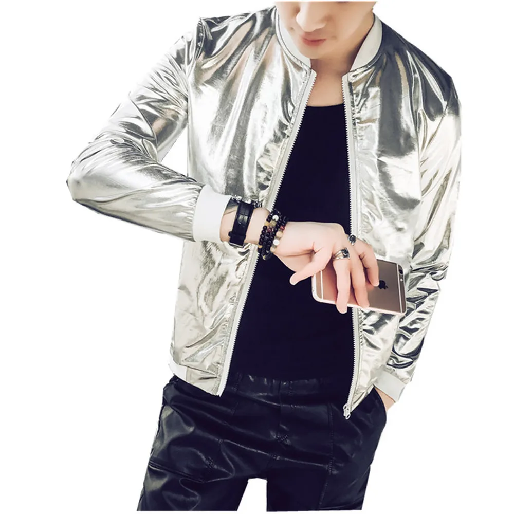 Summer Men Bomber Jacket Fashion 2018 Slim Sun Protection Clothing Golden Silver Shining Jackets Male Plus Size 5XL Stage Coats Summer Men Bomber Jacket Fashion 2018 Slim Sun Protection Clothing Golden Silver Shining Jackets Male Plus Size 5XL Stage Coats