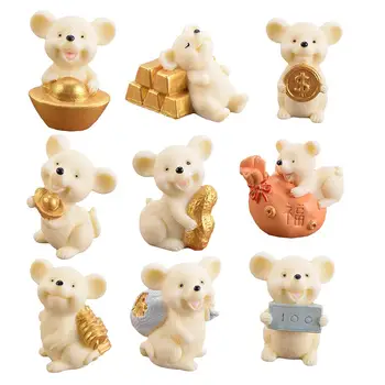 

Resin Money Lucky Rat Animal Figurines Statue DIY Mini Garden Table Ornament