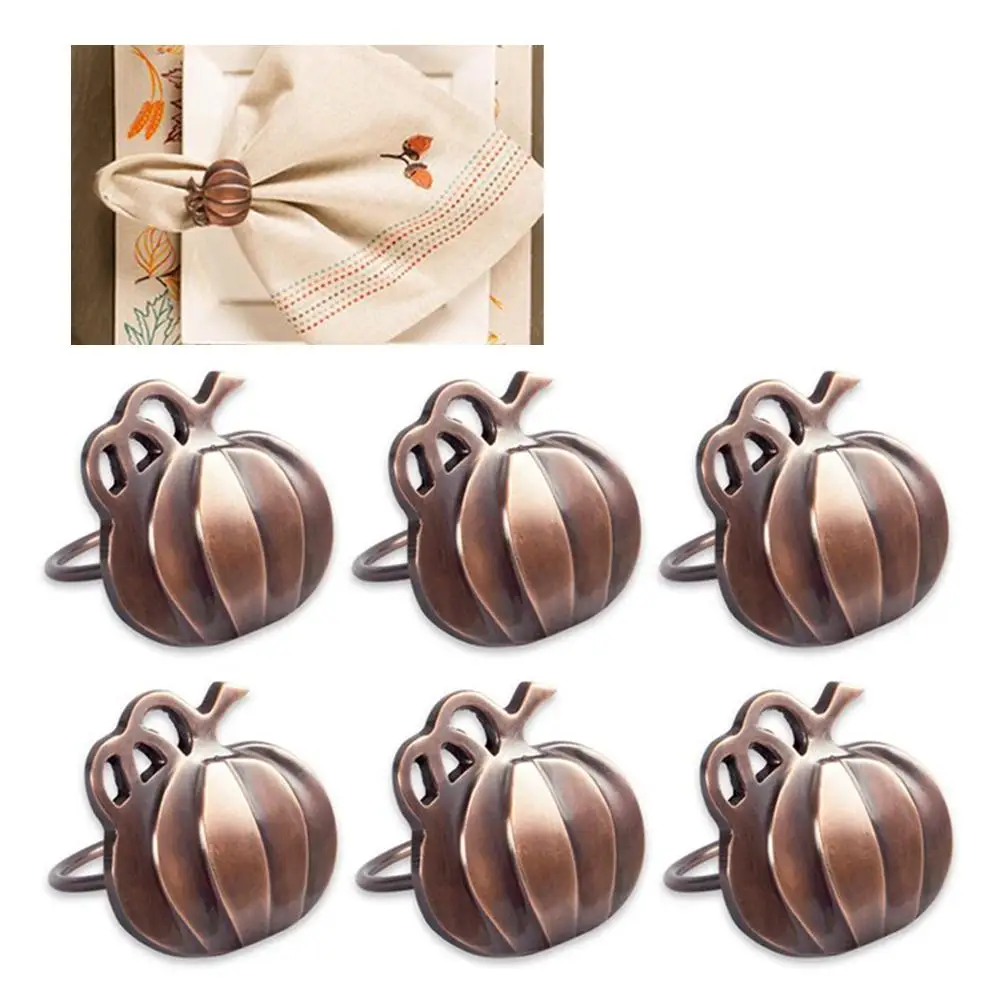 

6PCS Napkin Ring Pumpkin Napkin Holders Dinner Table Ring For Halloween Decorations For Home #4W