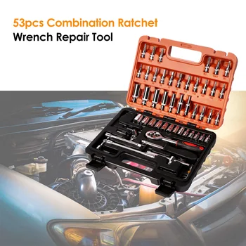 

53pcs Combination Screwdriver Reasonable Storage and Convenient Access Socket Wrench Ratchet Spanner Auto Car Repair Tool