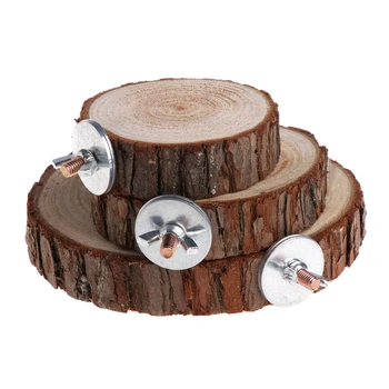 

Pet Parrot Bird Cage Perch Platform Round Wooden Stand Board For Chinchilla Squirrel Birds