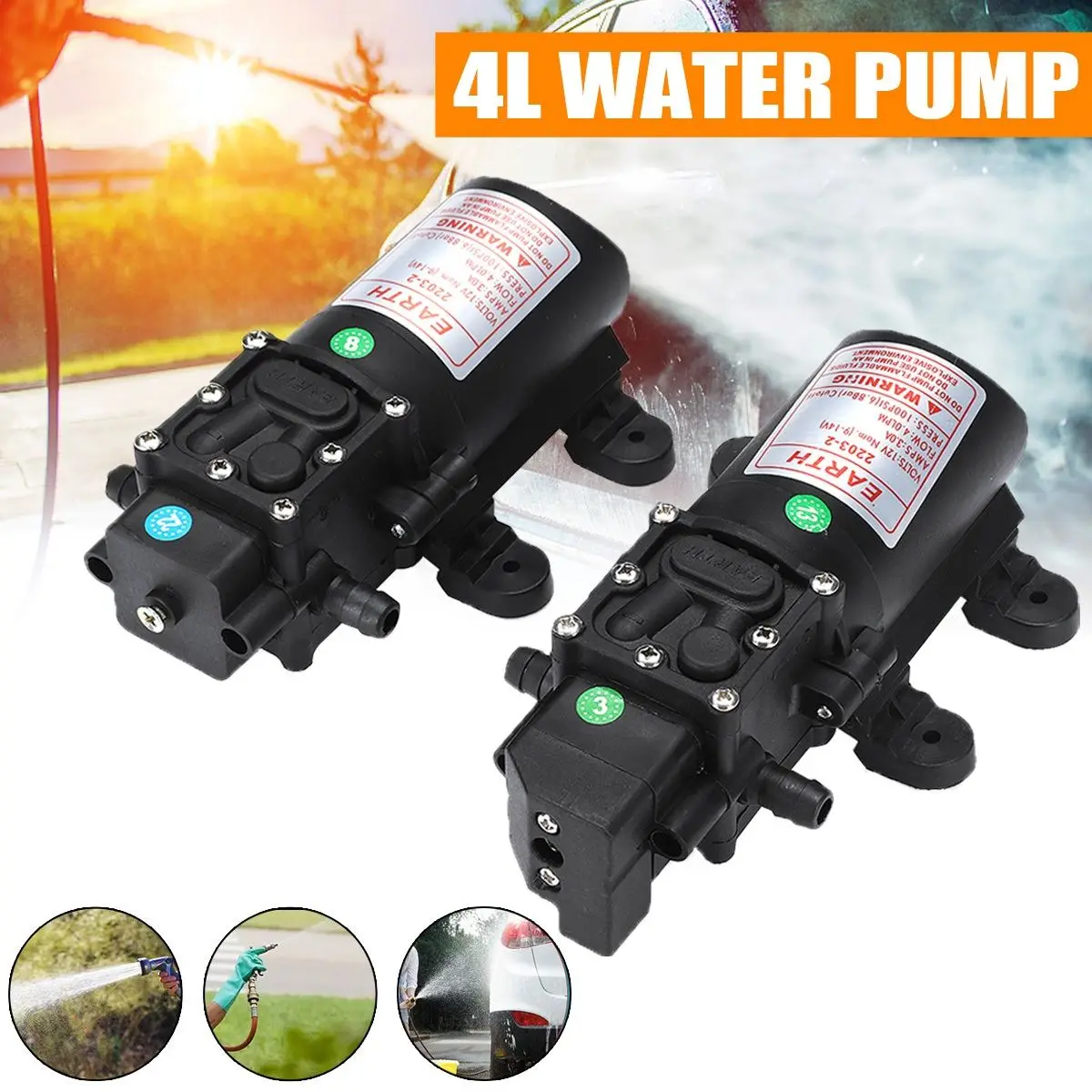 

DC 12V Micro Electric Reflux Diaphragm Water Pump Intelligent Automatic Switch 6L/min High Pressure Car Washing Spray Water Pump