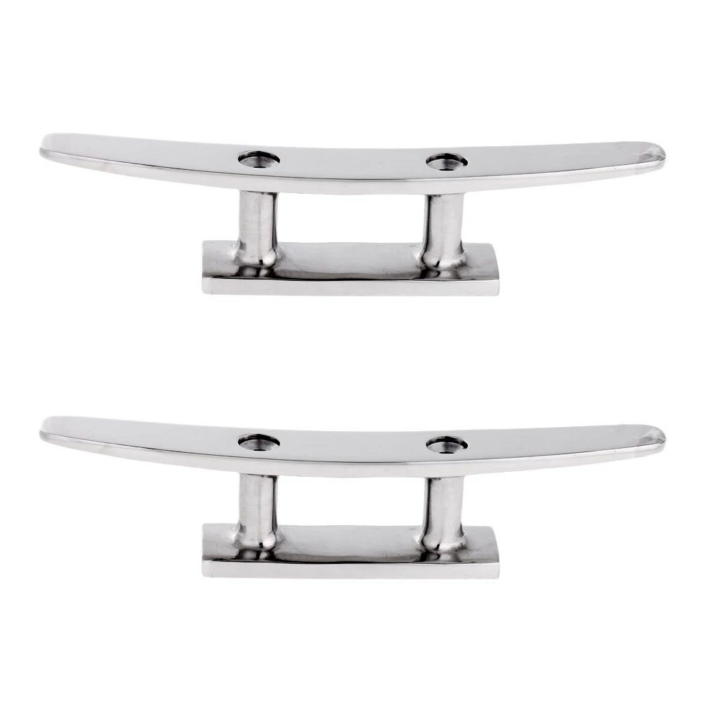 2pcs 5 inch Marine 316 Stainless Steel Mooring Anchor 2-Hole Boat Dock Deck Cleat