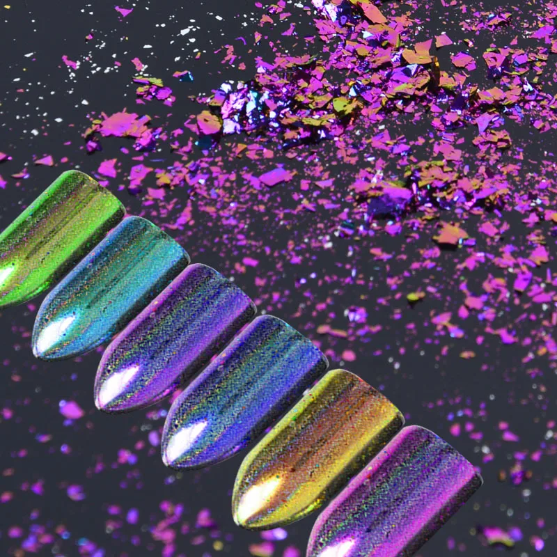 6 коробок Bling Sequins Nail Art неровный Хамелеон магический эффект многоцветный хлопья гвоздь блеск сила 3D Holo Paillette