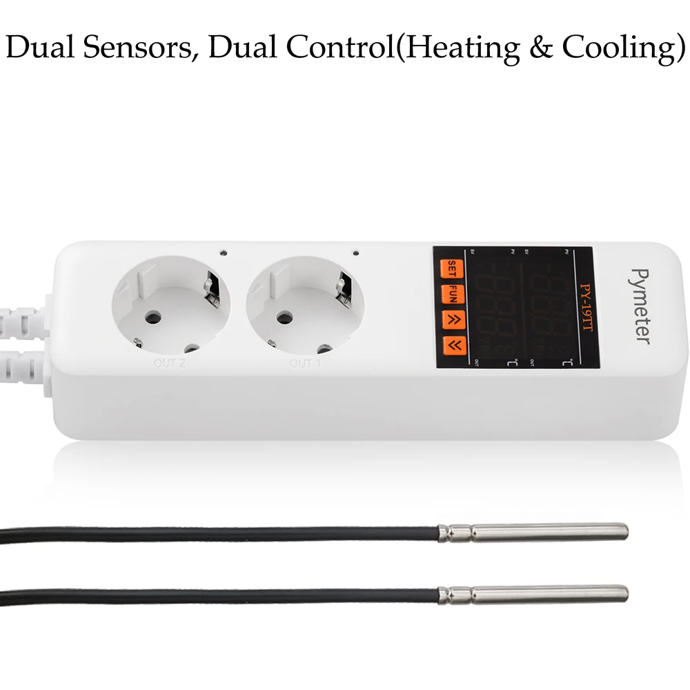 Dual Outlet Temperature controller Digital Thermostat for Home Brewing Fermentation Incubator Aquarium PY-19TT Thermoregulator