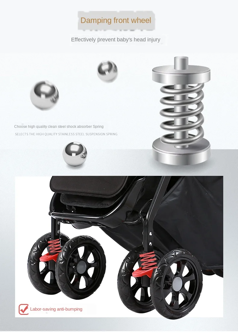 Double baby Stroller for Twins Omni-directional Wheels Half Lying Twin Baby Stroller Baby Double Jogging Stroller 360 Degree