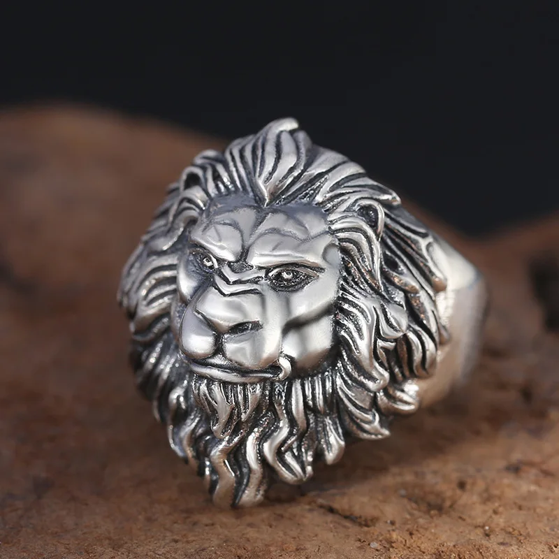 Retro Lion Domineering Ring Prairie King Men's Alloy Ring Exaggerated Jewelry Gift Adjustable Opening Finger Ring Opening Ring Adjustable Rings
