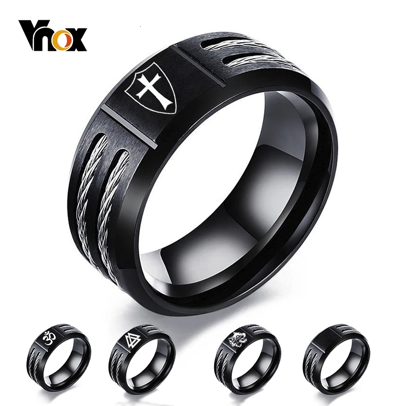 Wia-Ring Templar-Shield Cross-Knights Stainless-Steel Custom Vnox Personalize Gift Men
