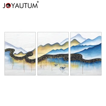 

Physical shooting modern decorative painting hanging painting triptych new Chinese style hand-painted oil painting