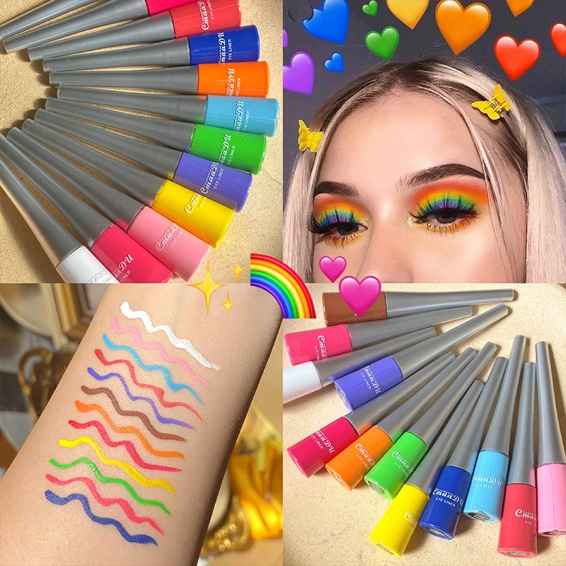 Color waterproof green white matte liquid eyeliner makeup liquid eyeliner blue green yellow eye makeup pen Color waterproof green white matte liquid eyeliner makeup liquid eyeliner blue green yellow eye makeup pen