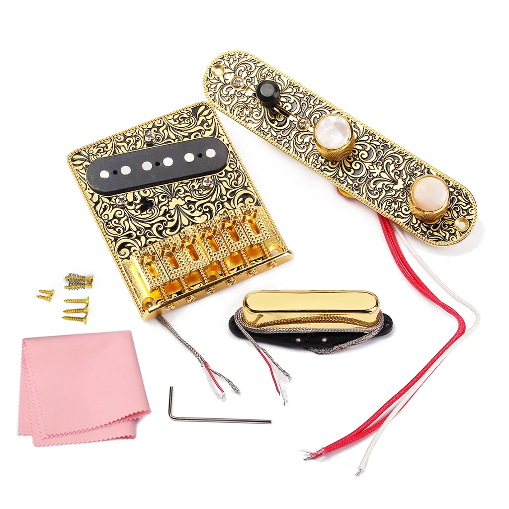 

High-quality Electric Guitar 6 Saddle String Bridge Pickup Set with 3 Way Switch Control Plate Beautiful Decorative Pattern