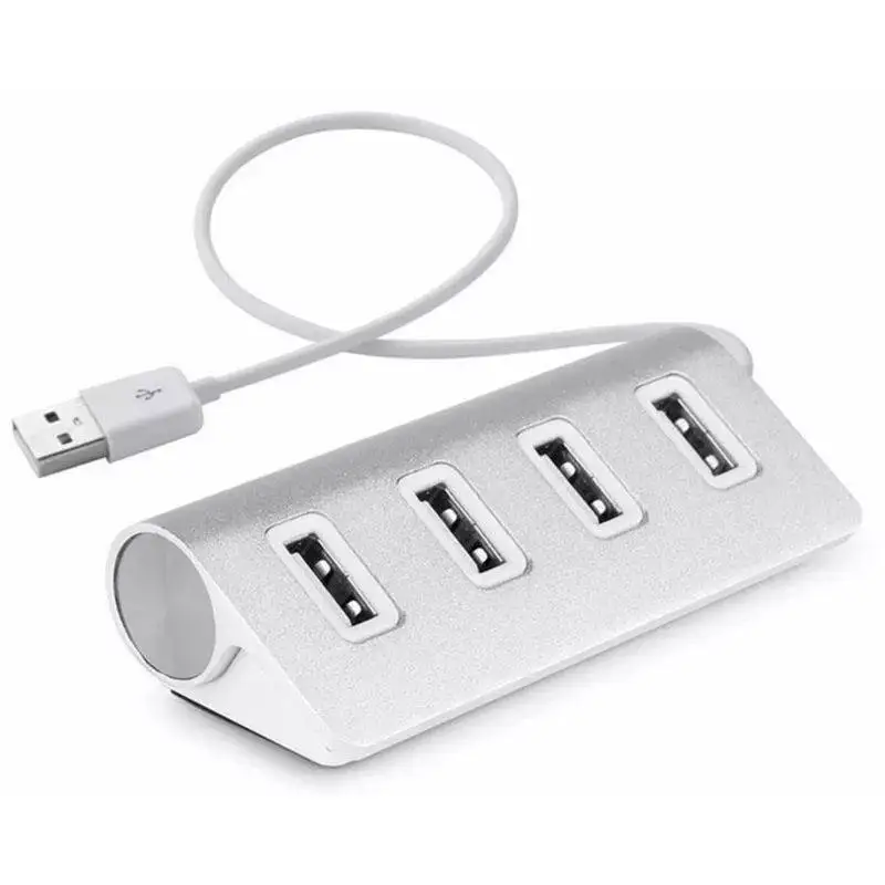 

4-port USB 2.0 Multi Hub Splitter Aluminum Adapter High Speed Data USB Hub Expander For PC Laptop MacBook iMac For Mac Pro