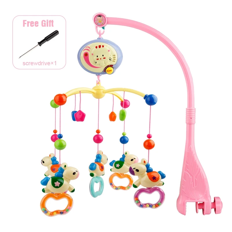 Детские игрушки 0-12 месяцев кровать колокольчик вращающаяся музыкальная шкатулка подвесная погремушка для малышей кронштейн радио-няня держатель Игрушки для малышей 13-24 месяцев - Цвет: Розовый