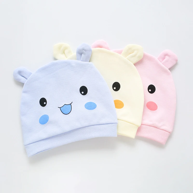Four Seasons Kids Newborn Baby Hats 100% Cotton Cap 40 Color Cartoon Cute Printed Hat Suitable for 0-12 Months Baby Accessories