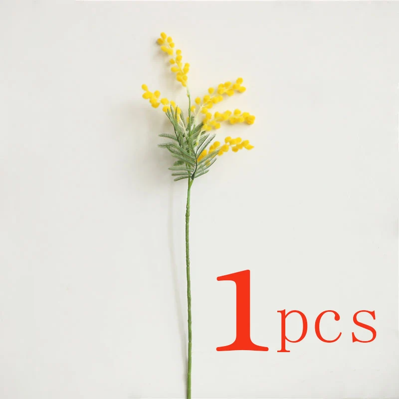 Oairse 6 STKS Kunstbloemen 42 CM Geel Nep Bloem Kunstmatige Acacia Mimosa Spray Realistische Nep Planten Takken voor Thuis Bruids Bruiloft Flora Arranggment Decoratie
