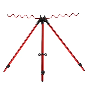 

New Portable Telescopic Adjustable Fishing Rods Tripod Stand Aluminum Alloy Fishing Pole Rod Holder Bracket Mount Red