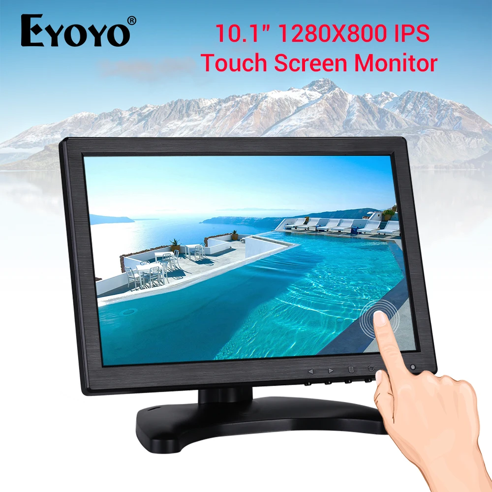 Eyoyo EM10W 10," монитор HD 1280x800 сенсорный экран с VGA HDMI USB динамик промышленный ёмкостный ЖК-дисплей для компьютера PC