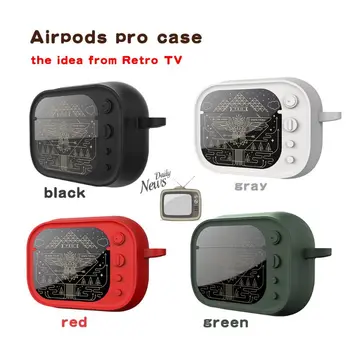 

Retro TV Protective Cover Anti-slip Silicone Case Shell for Airpods Pro Headset