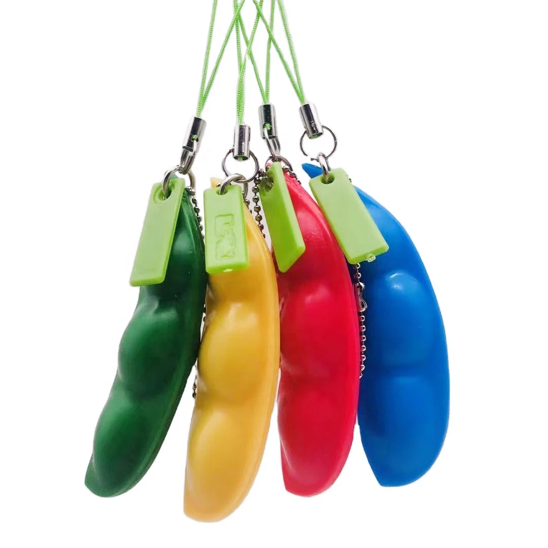 NEW Colorful Infinite Squeeze Edamame Peanut Figet Stress Toys Peas Beans Keychain Fidget Decompression Anti Adult Gift | Игрушки и