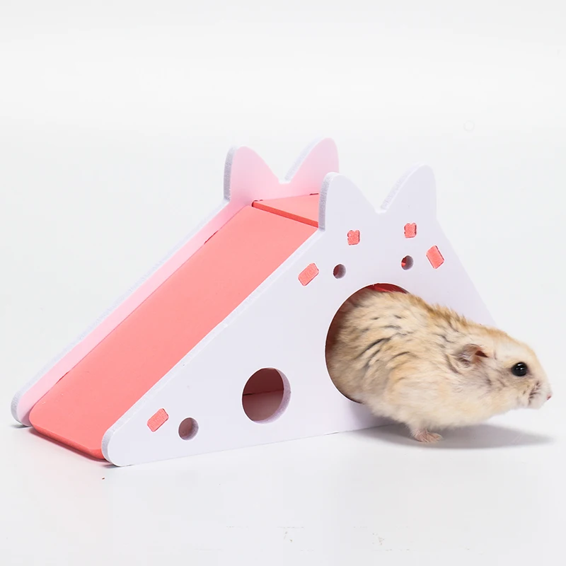 Hamster Hideout Cute Exercise Toy Wooden House with Ladder Slide for Guinea Pig Accessories Cage |