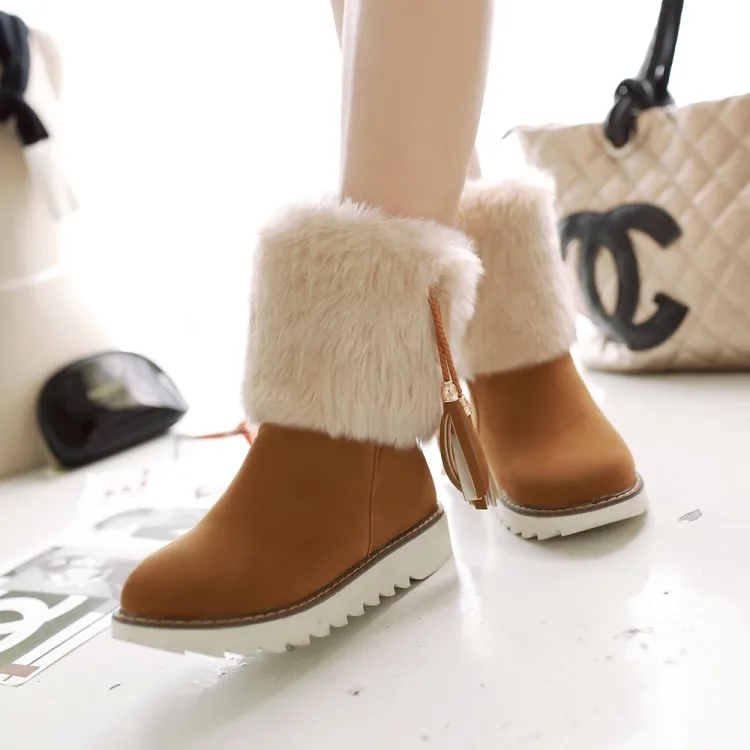 

Big Size 9 10 11 12 boots women shoes ankle boots for women ladies boots shoes woman winter Solid color round head sleeve wedge