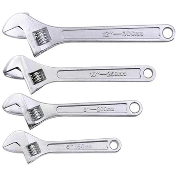 

4-Piece Adjustable Wrench Set, Forged, Heat Treated, Chrome-Plated (6-Inch, 8-Inch, 10-Inch, 12-Inch)