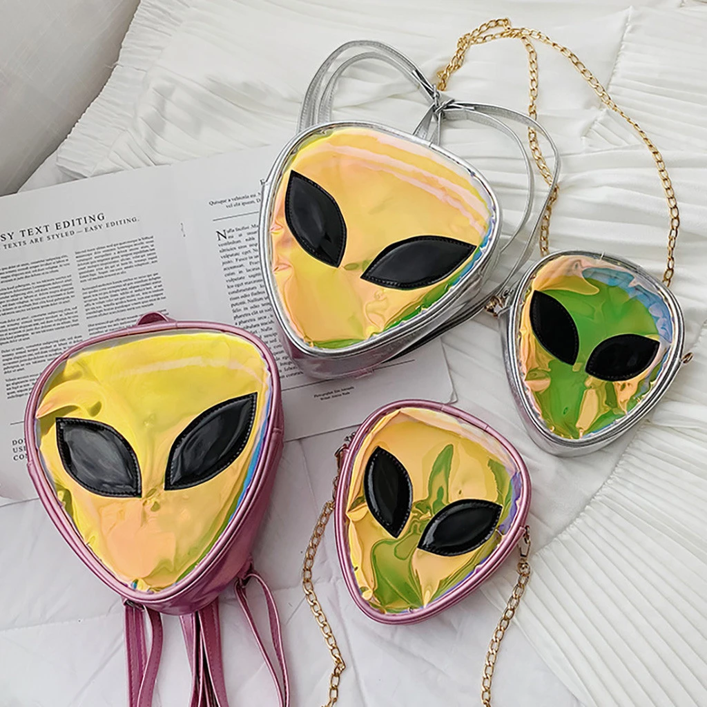 Kids Backpack Children Alien Transparent Jelly Bag Phone Coin Backpack Small Solid Color Backpack Student Phone Coin Bag 828